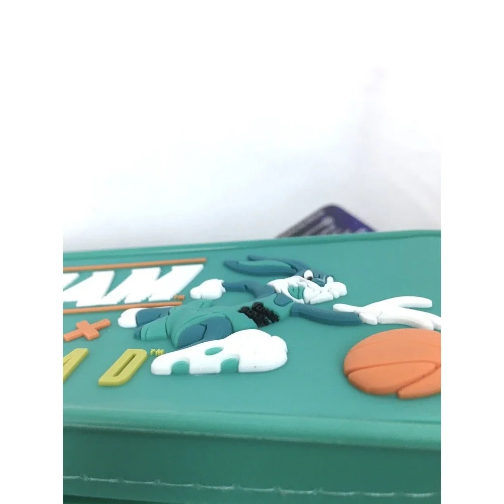 New Space Jam Tune Squad Silicone Pencil Box Case Pen Markers Zippered Green